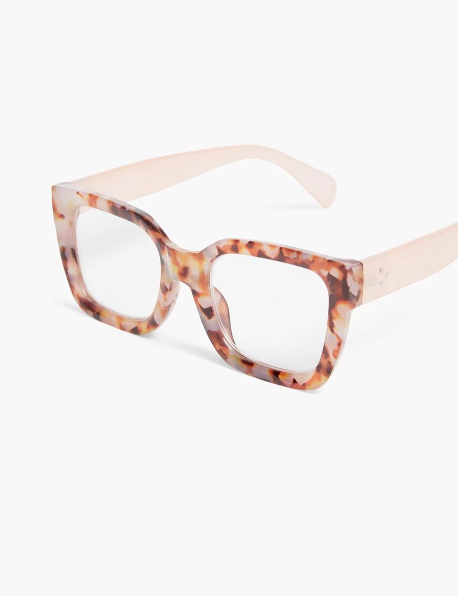 Brown Lane Bryant Pink Tortoiseshell Print Square Reading Women Glasses | SRK952XK