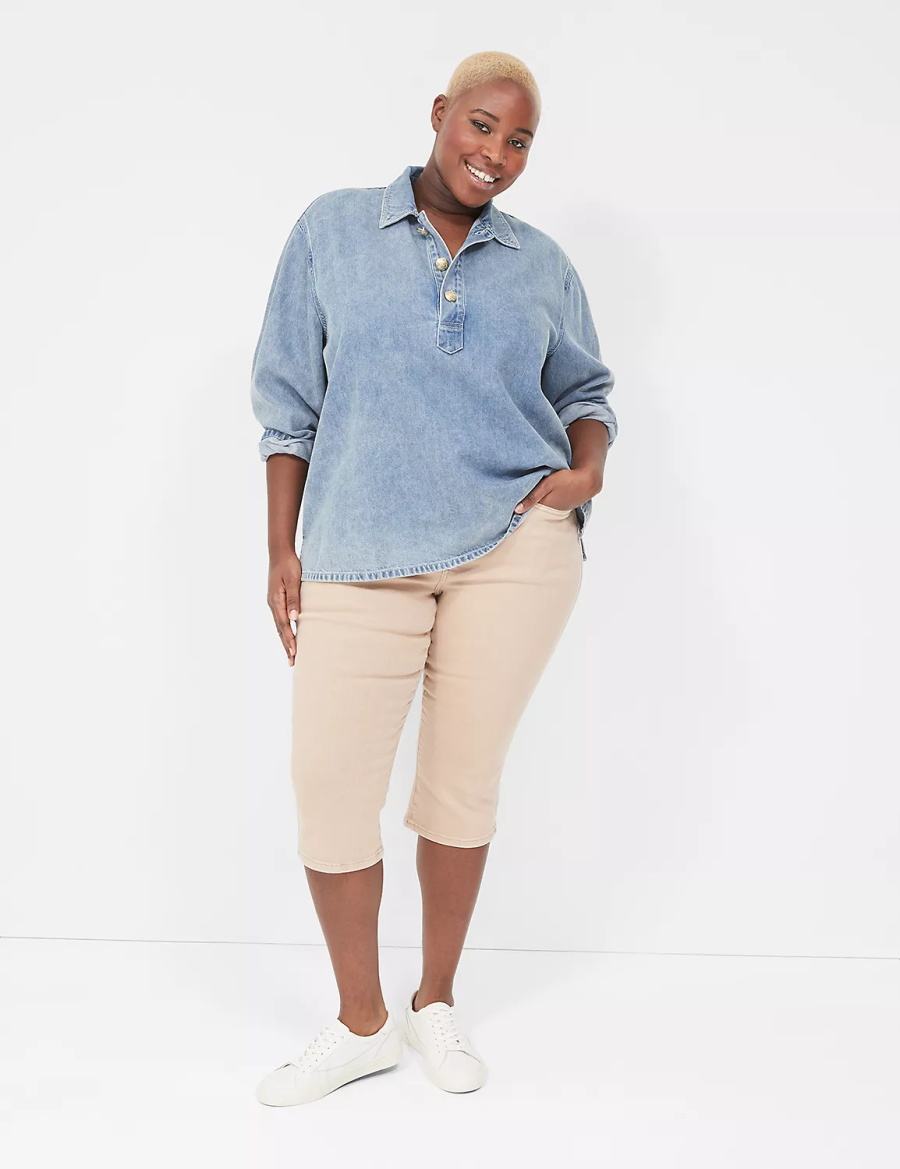 Brown Lane Bryant Signature Fit High-Rise Color Pedal Women Jeans | SAS6299BA