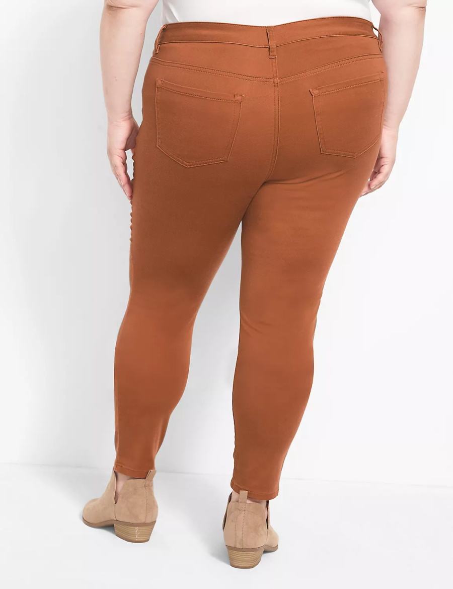 Brown Lane Bryant Straight Fit 5-Pocket Sateen Skinny Women Pants | DZX3892CB