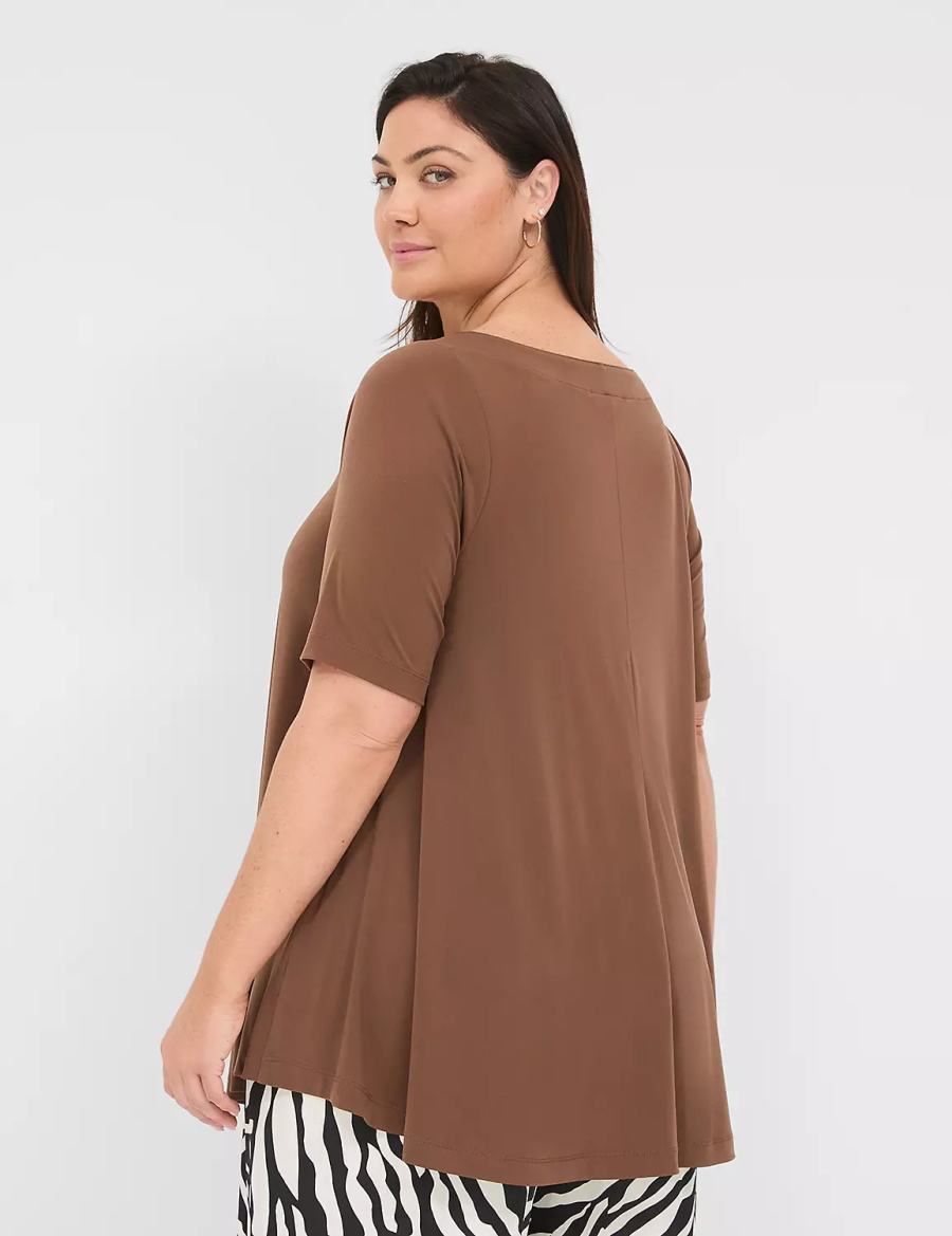 Brown Lane Bryant Swing Boatneck Top Women T Shirts | ZWT4726VD