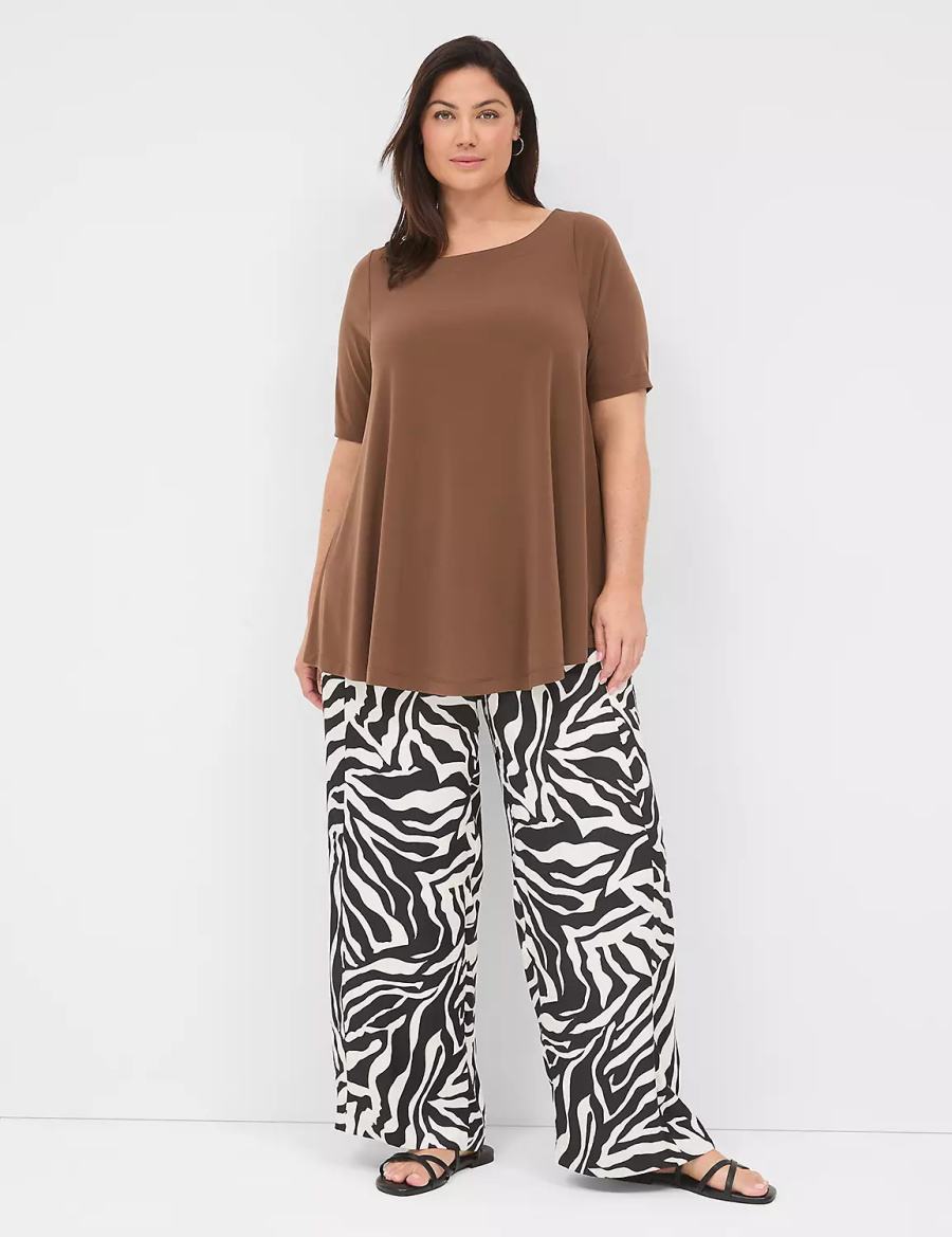 Brown Lane Bryant Swing Boatneck Top Women T Shirts | ZWT4726VD