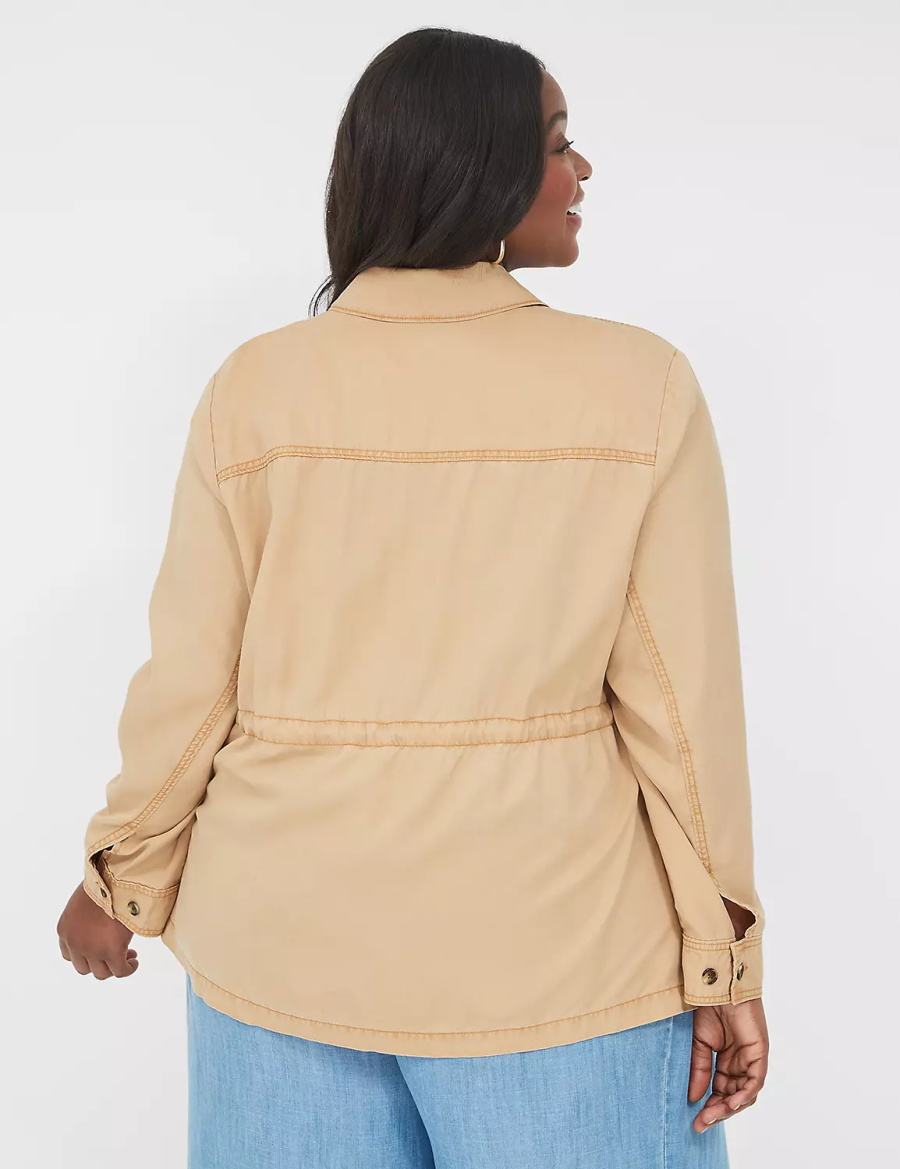 Brown Lane Bryant Tencel Twill Women Jackets | RSC415NX