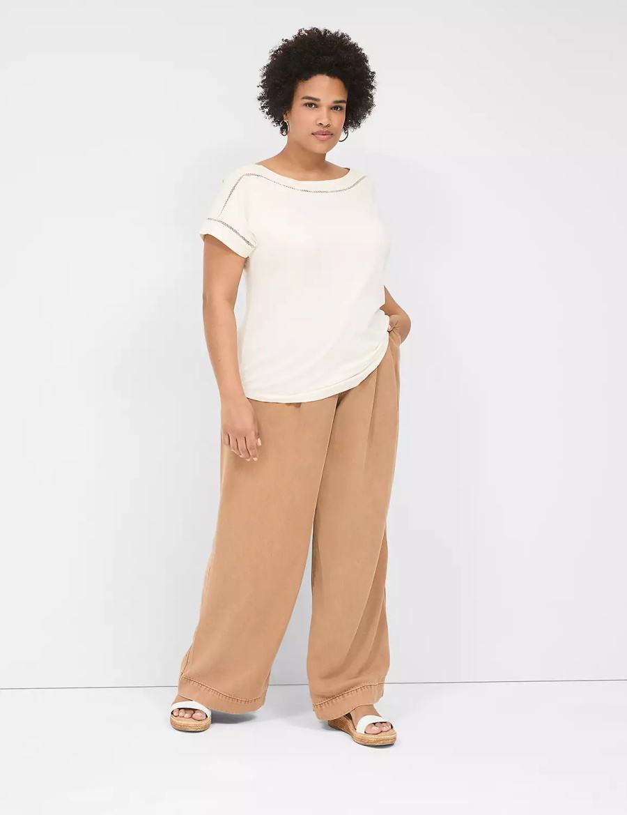 Brown Lane Bryant Wide Leg Trouser Fluid Women Jeans | DUU7827JT