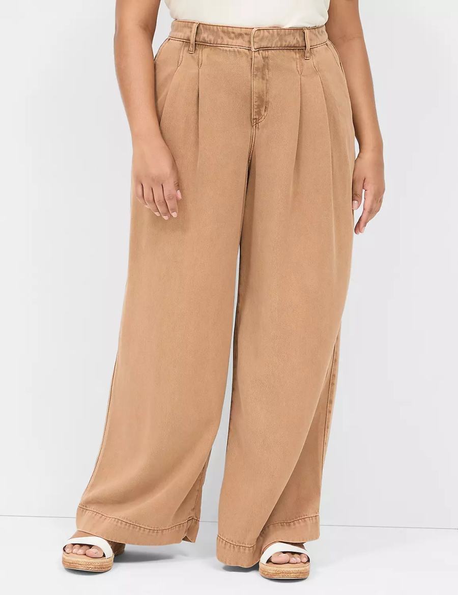 Brown Lane Bryant Wide Leg Trouser Fluid Women Jeans | DUU7827JT