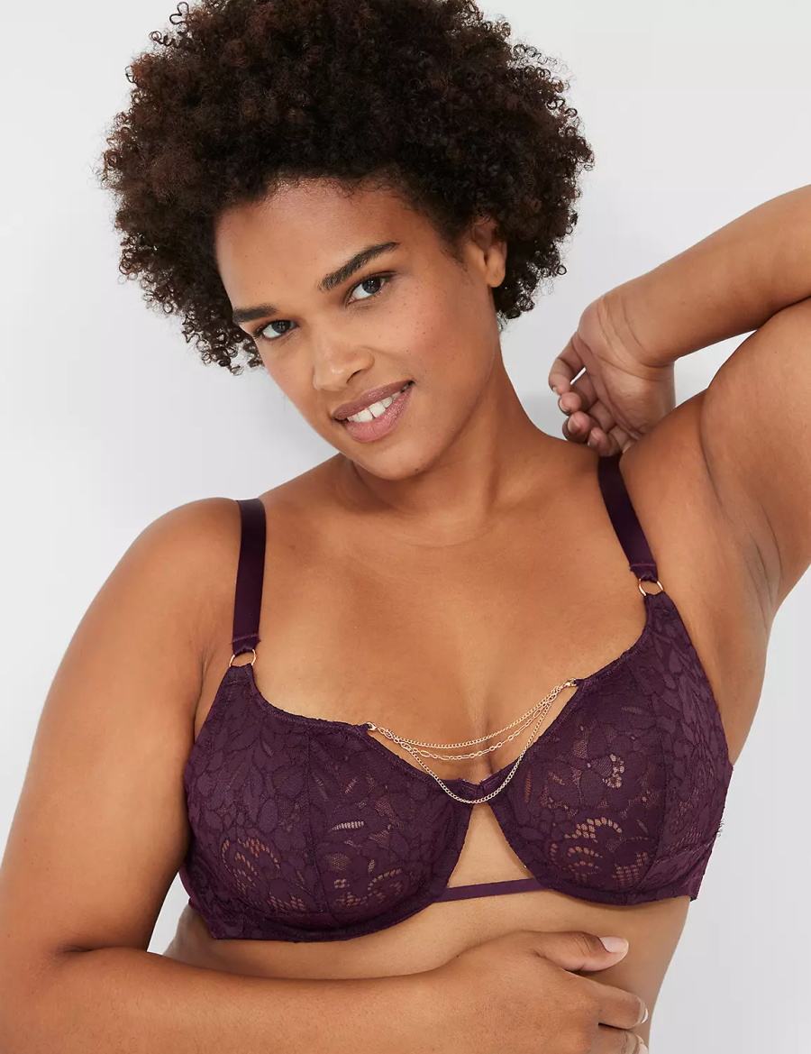 Burgundy Lane Bryant Jewelry Demi Women Unlined Bra | OPT931DF