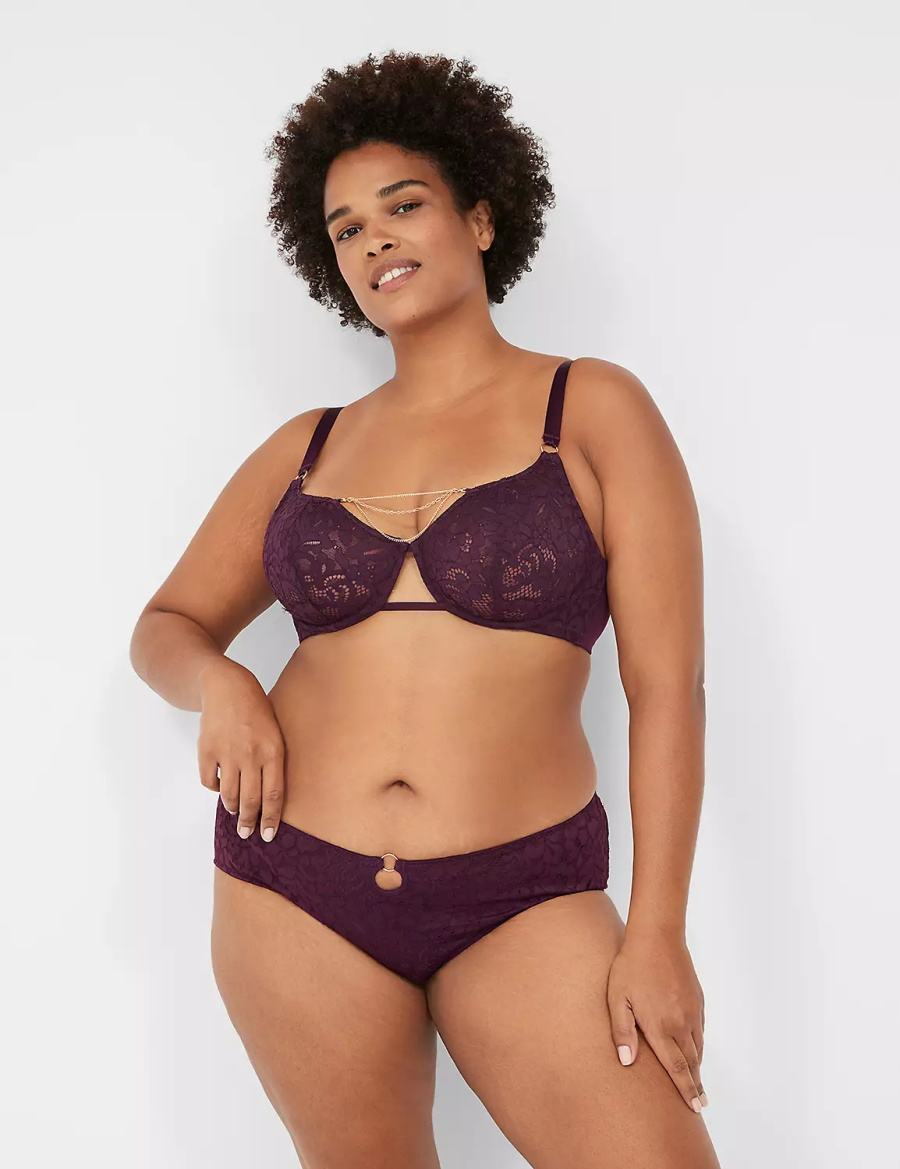 Burgundy Lane Bryant Jewelry Demi Women Unlined Bra | OPT931DF