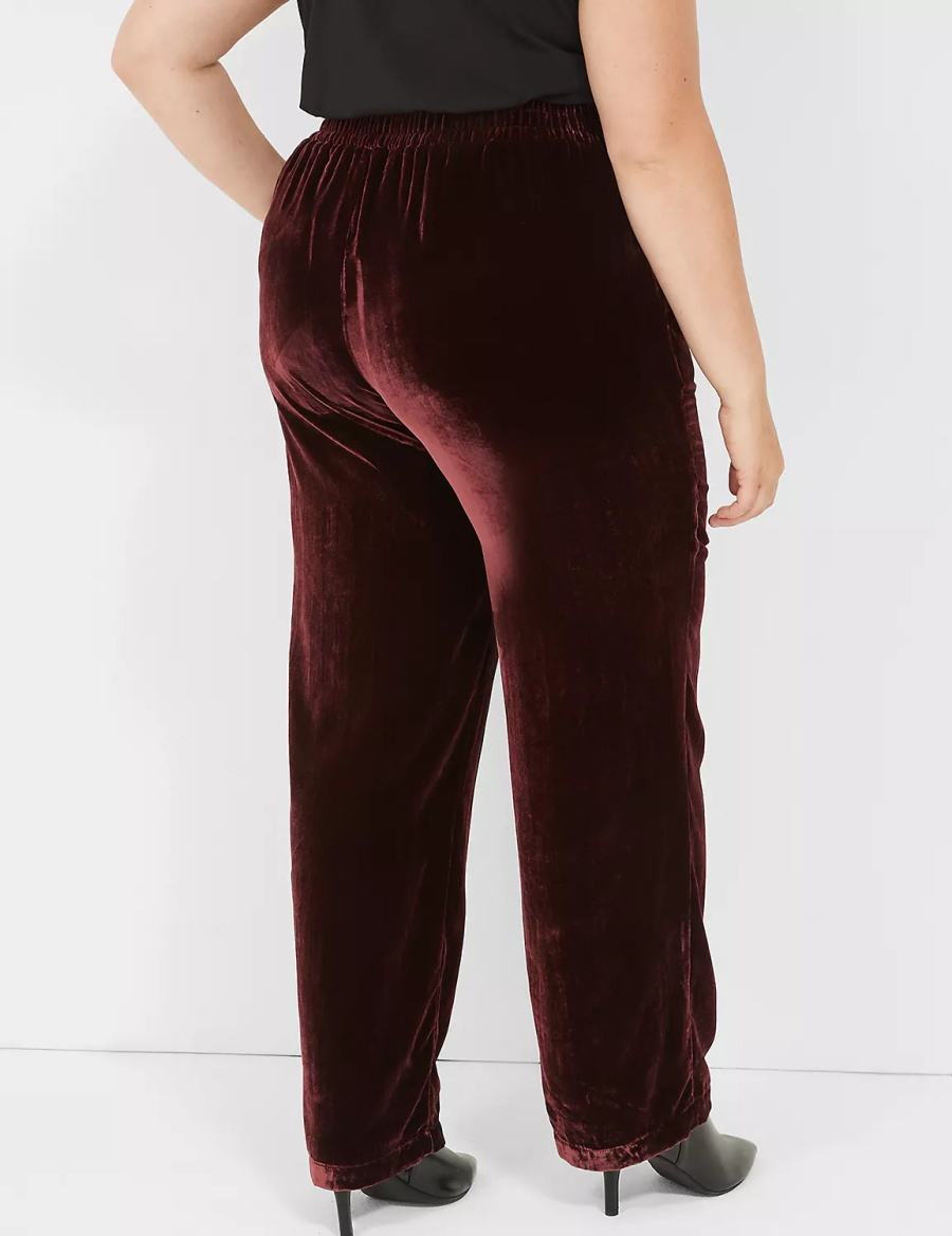 Burgundy Lane Bryant Pull-On Velvet Straight Leg Women Pants | MNQ5733PT