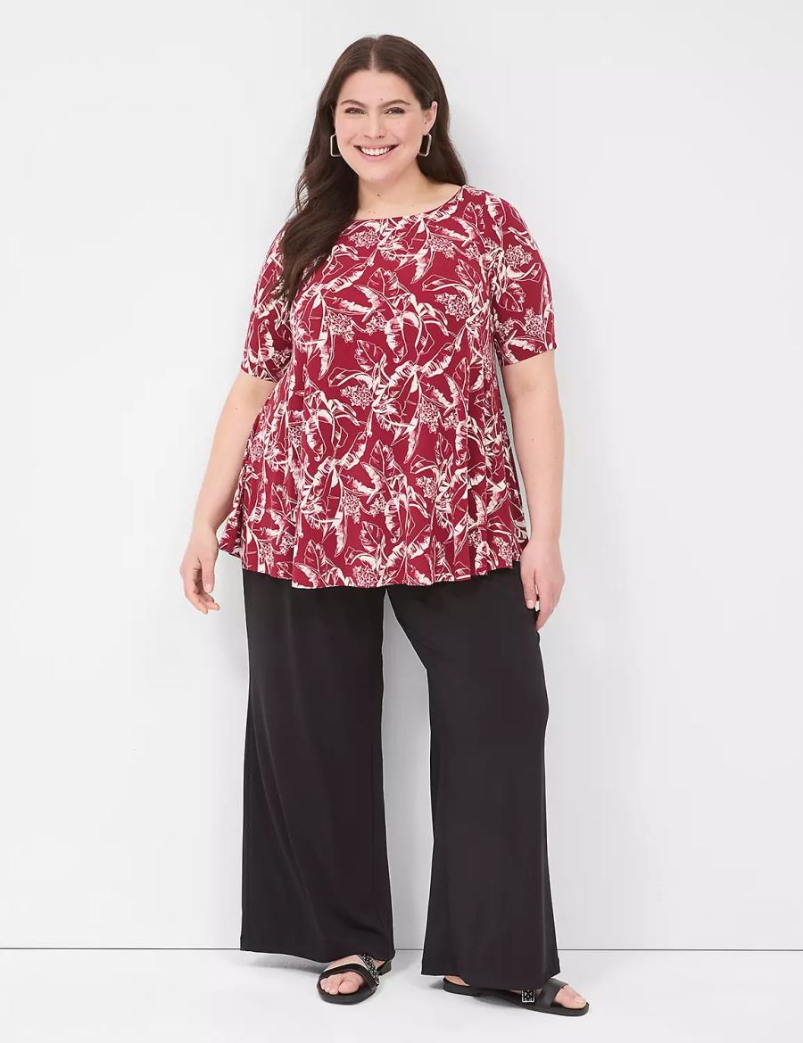 Burgundy Lane Bryant Swing Boatneck Top Women T Shirts | YHI9917EH