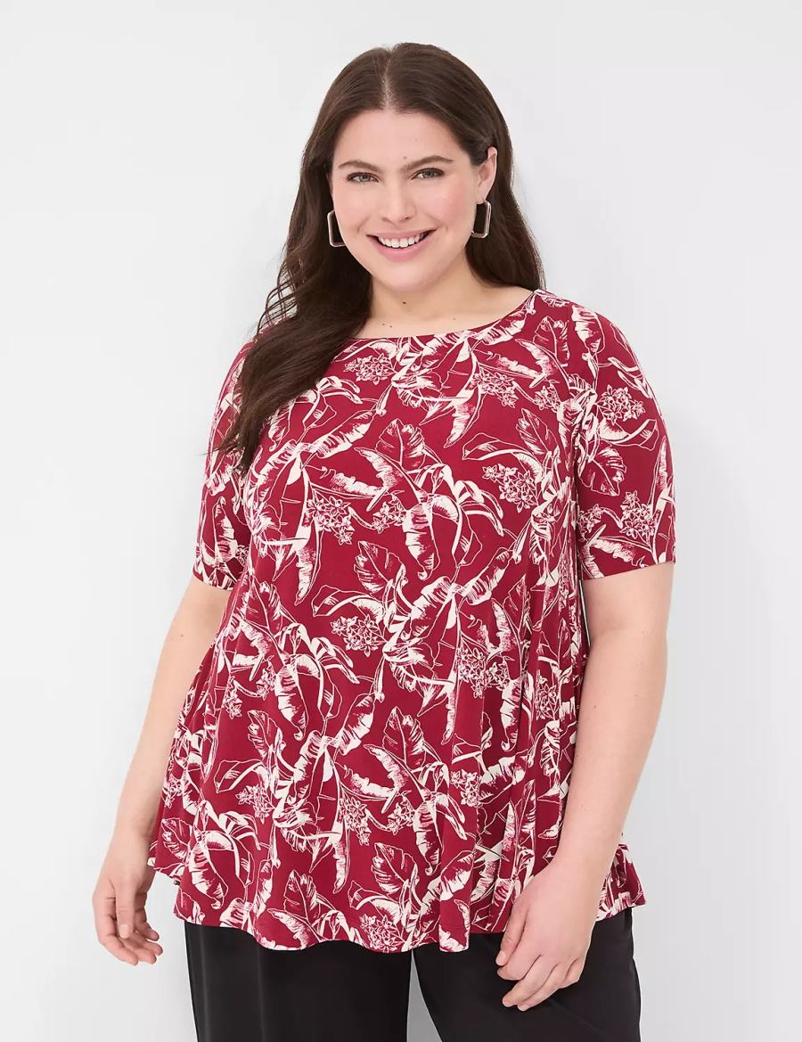 Burgundy Lane Bryant Swing Boatneck Top Women T Shirts | YHI9917EH