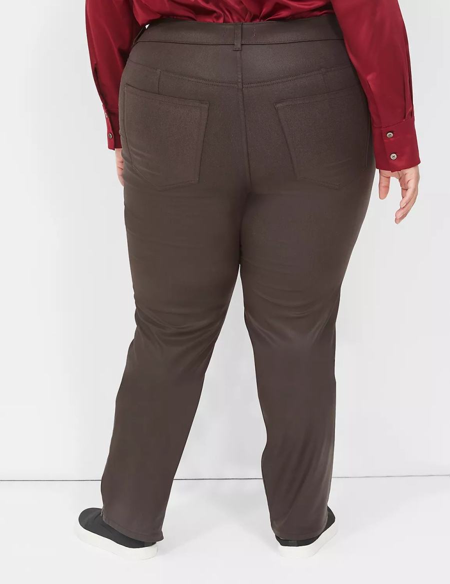 Chocolate Lane Bryant Pull-On High-Rise Straight Coated Women Jeans | GLH5931TI