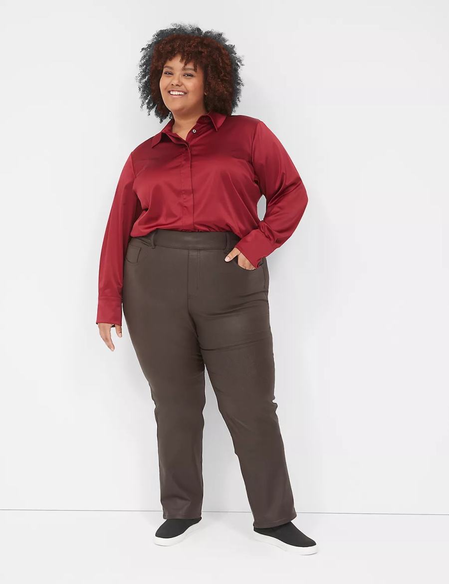 Chocolate Lane Bryant Pull-On High-Rise Straight Coated Women Jeans | GLH5931TI