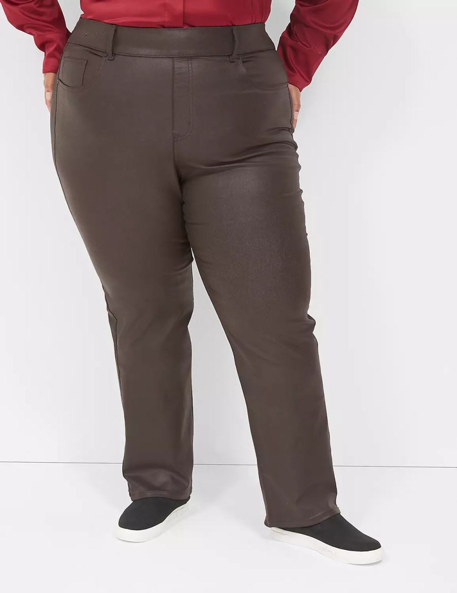 Chocolate Lane Bryant Pull-On High-Rise Straight Coated Women Jeans | GLH5931TI