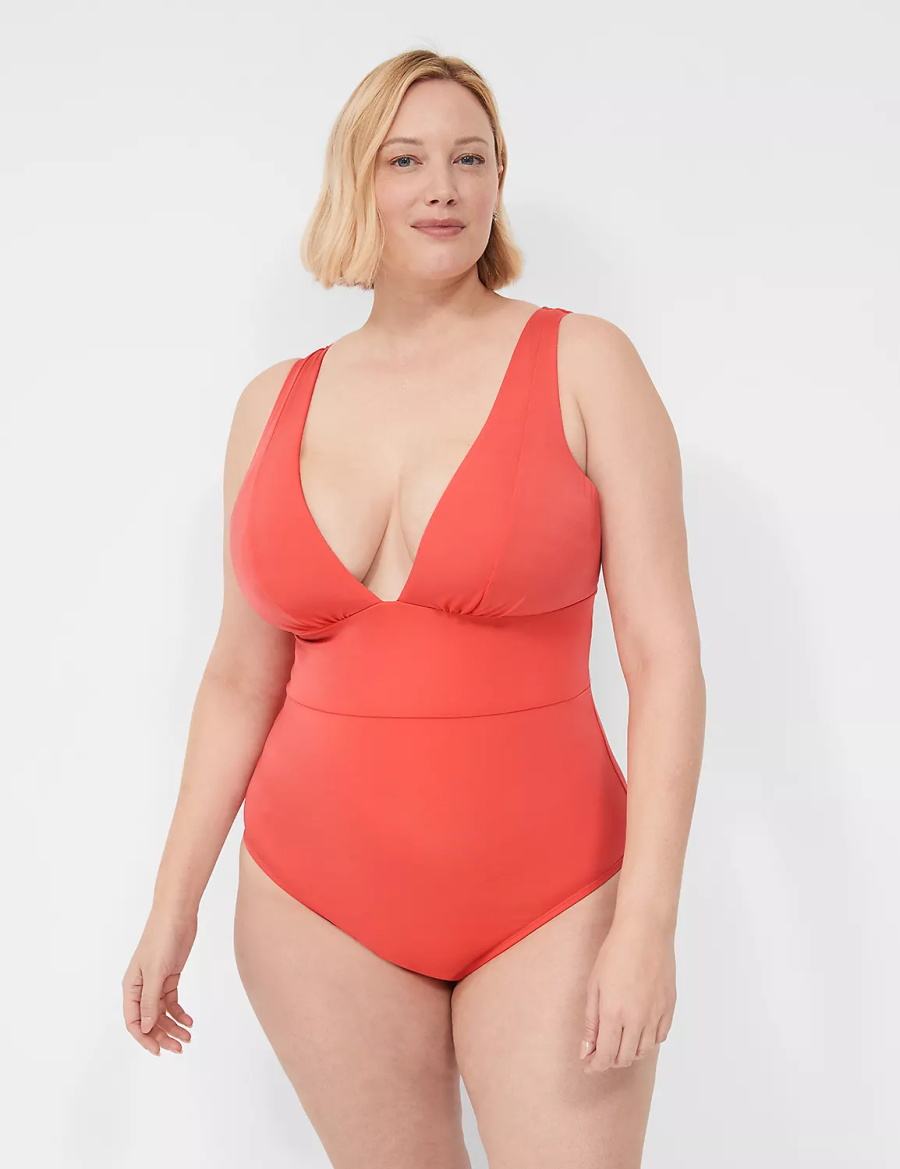 Coral Lane Bryant No-Wire Plunge One-Piece Women Swimsuits | TKY6529SN