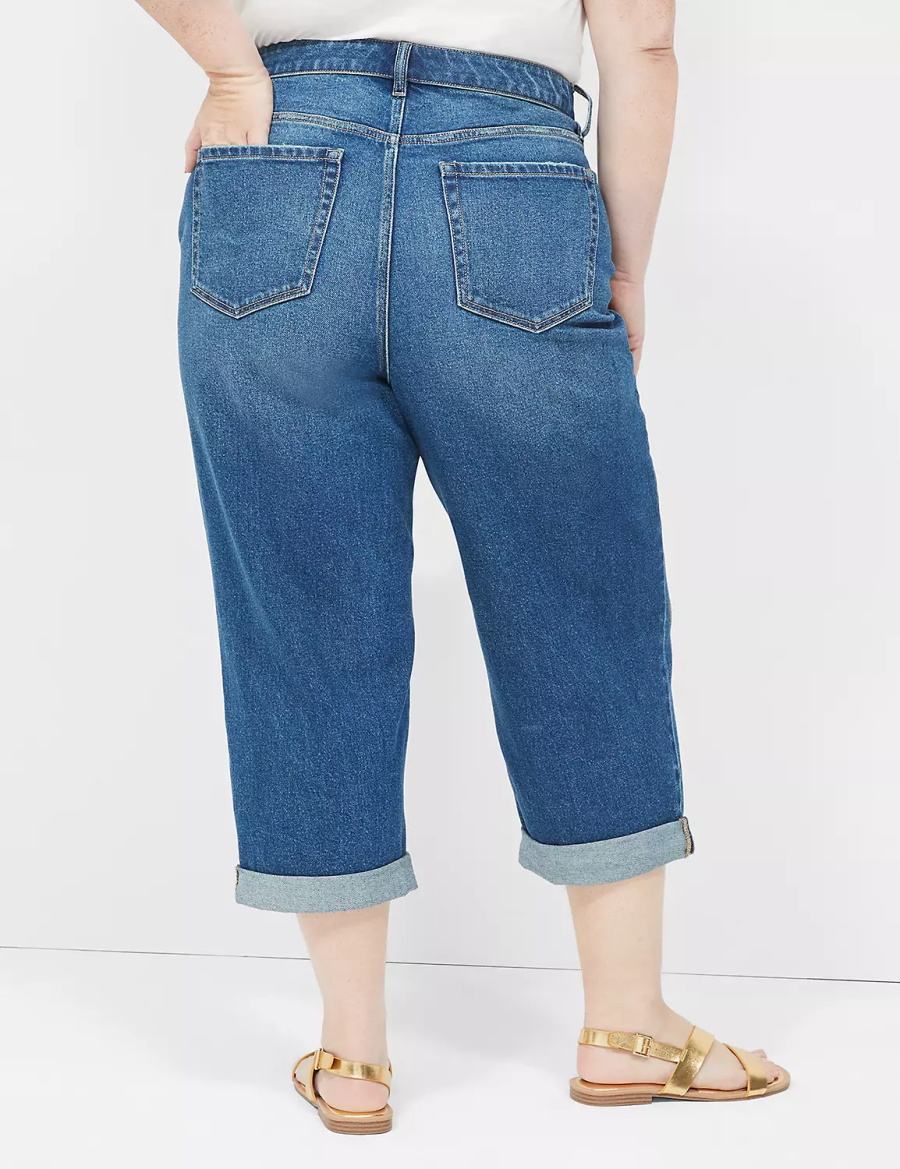 Dark Blue Lane Bryant Boyfriend Fit Capri Women Jeans | EYA8160PG