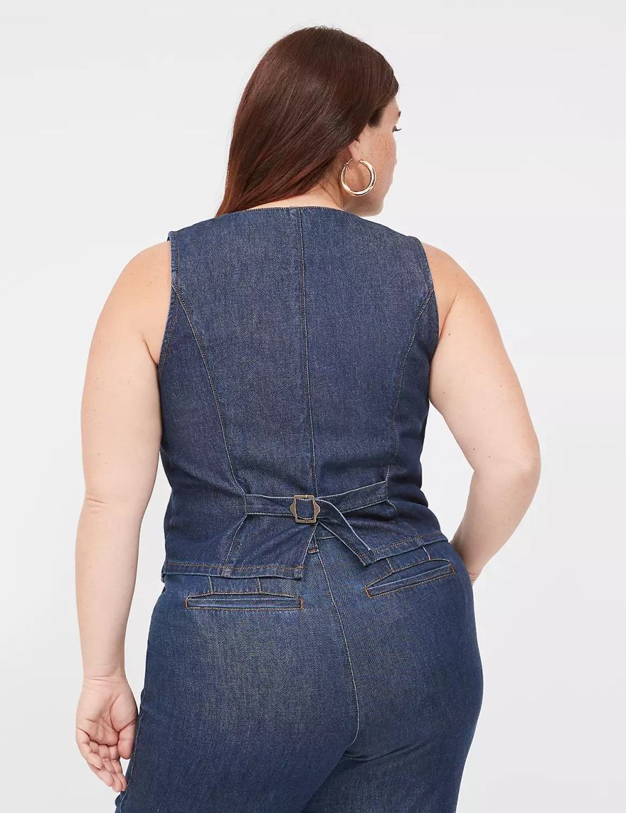 Dark Blue Lane Bryant Dressy Denim Vest Women Vest | ACP542GF