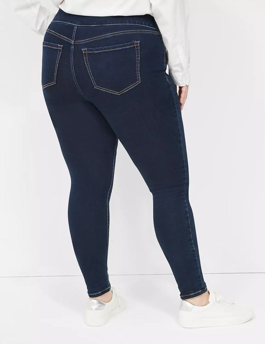 Dark Blue Lane Bryant High-Rise Sateen Pull-On Women Jeggings | FTB2146MX