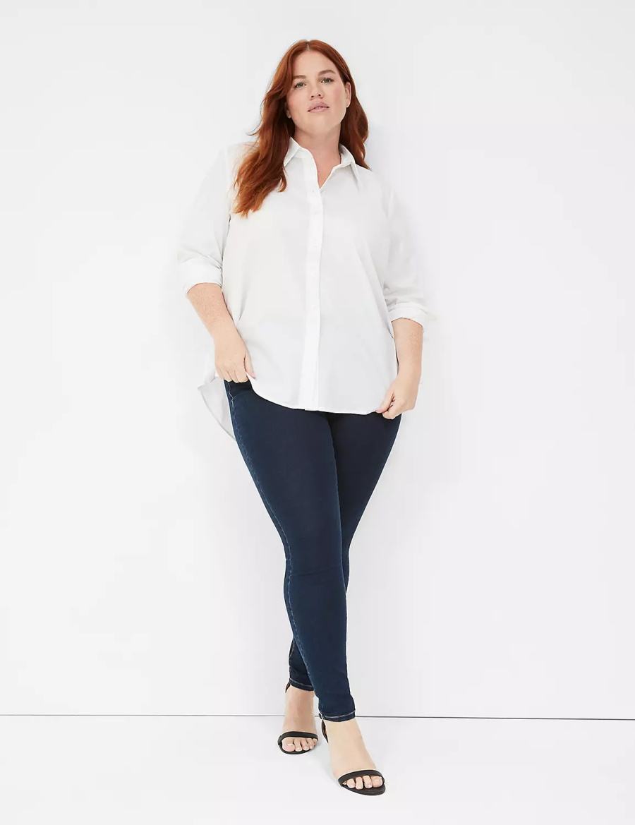 Dark Blue Lane Bryant High-Rise Sateen Pull-On Women Jeggings | FTB2146MX