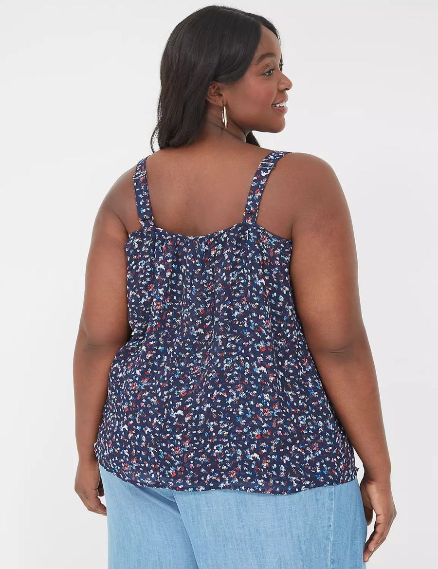 Dark Blue Lane Bryant Scoop-Neck Cami Women Tank Top | ZJO9299KE