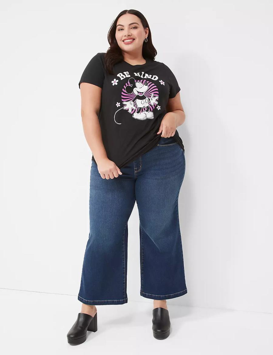 Dark Blue Lane Bryant Seven7 Pull-On Weekender Cropped With Embellished Pockets Women Jeans | FBQ914EV