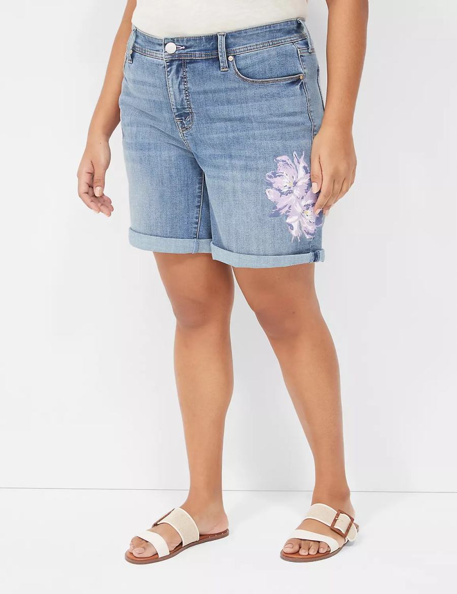 Dark Blue Lane Bryant Seven7 Weekender Jean With Painted Details Women Shorts | VOW1743EL