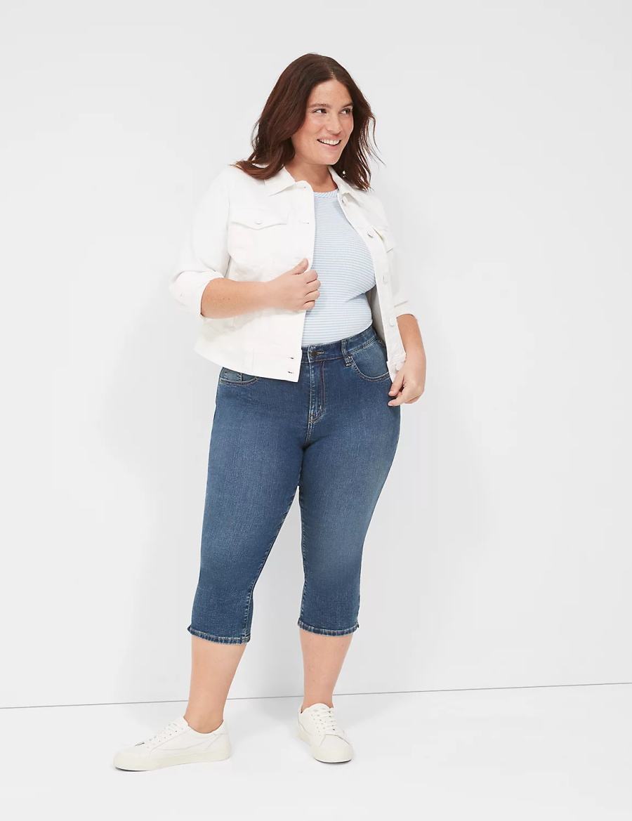 Dark Blue Lane Bryant Signature Fit High-Rise Pedal Women Jeans | URO4744BC