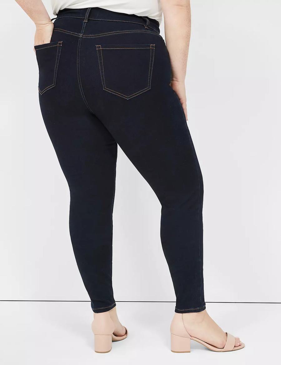 Dark Blue Lane Bryant Signature Fit Sateen Skinny Women Jeans | XCM2211QJ