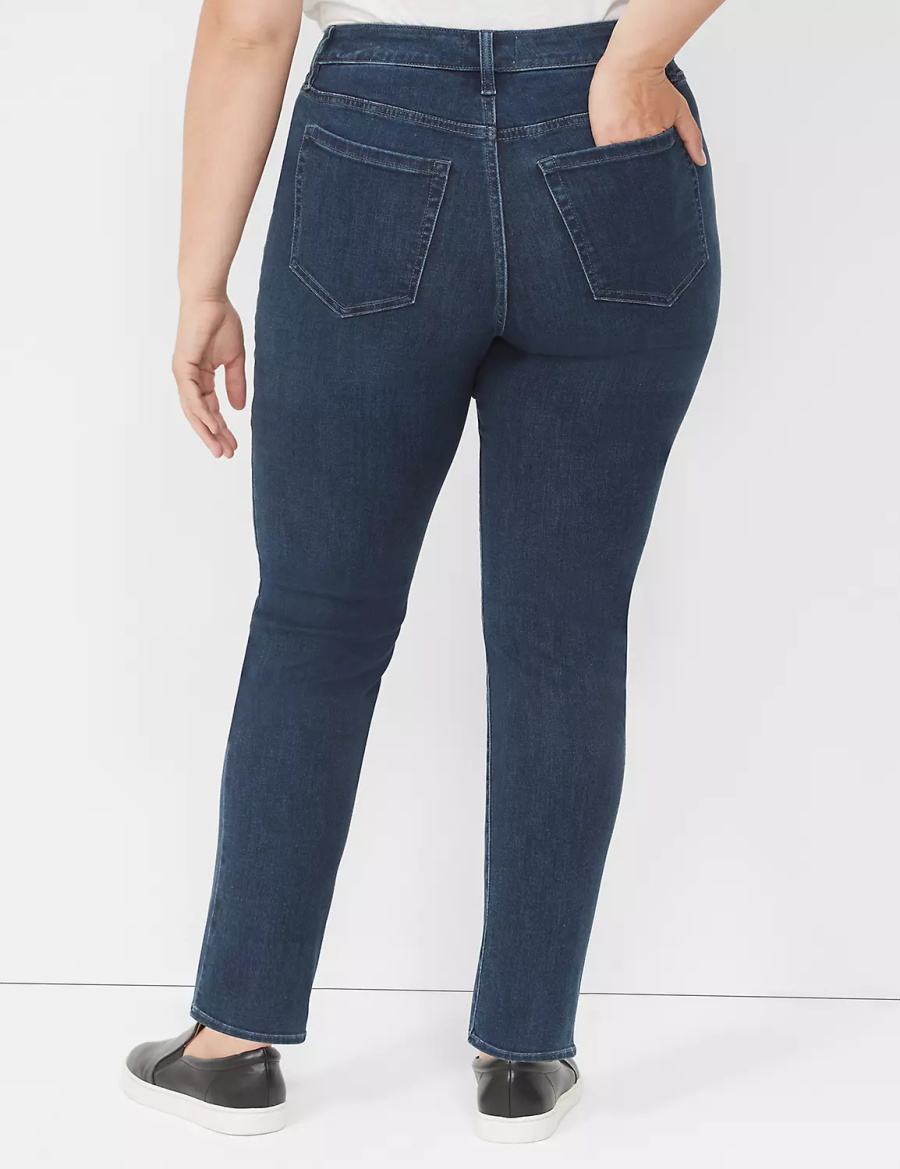 Dark Blue Lane Bryant Signature Fit Straight - Everyday Dark Wash Women Jeans | EDN275JO