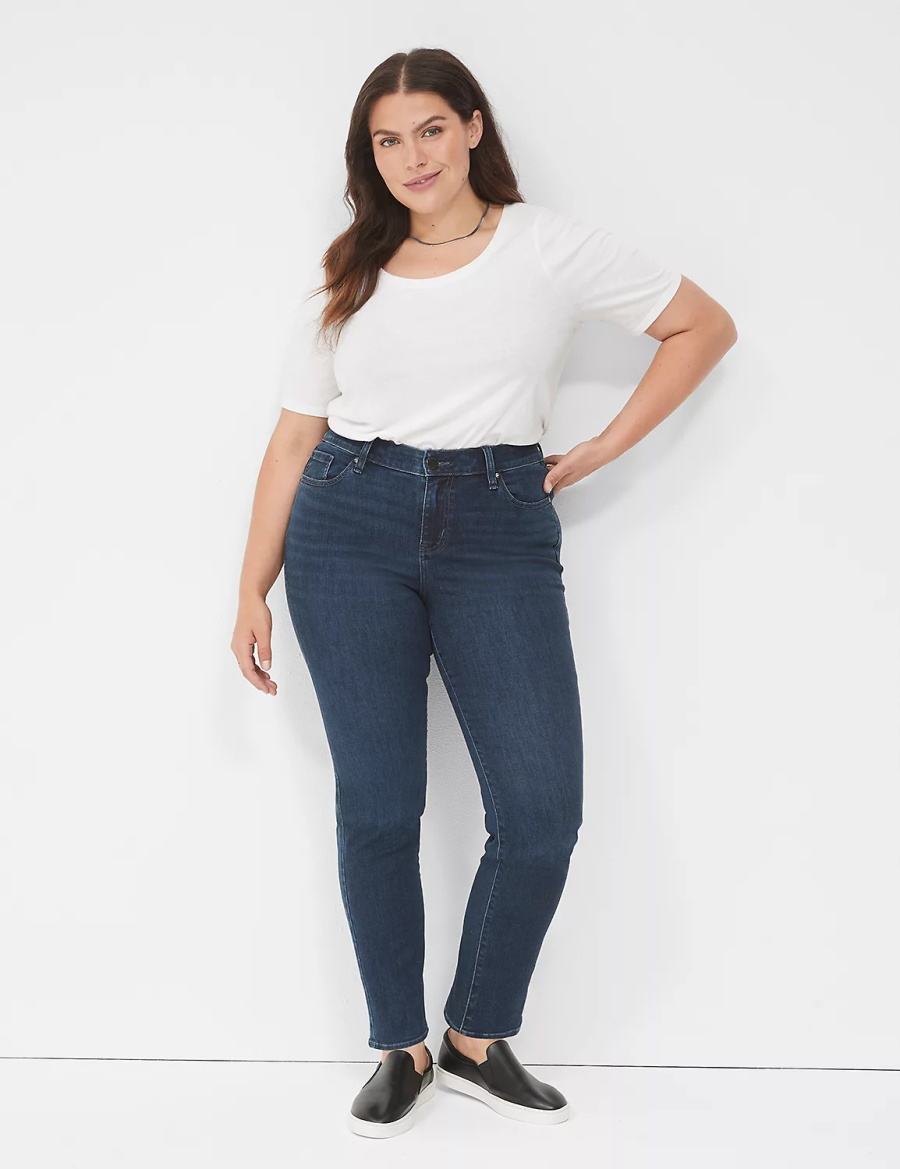 Dark Blue Lane Bryant Signature Fit Straight - Everyday Dark Wash Women Jeans | EDN275JO