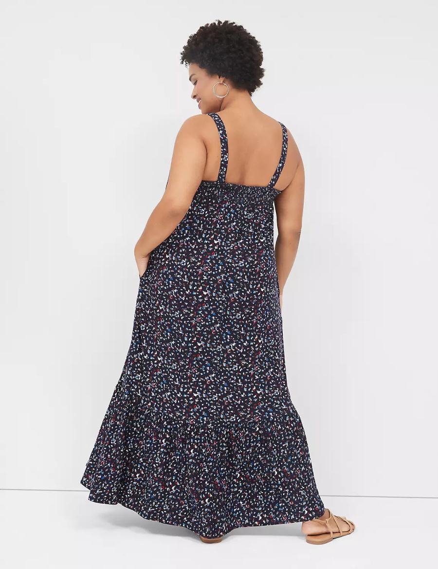 Dark Blue Lane Bryant Square-Neck Convertible-Strap Women Maxi Dress | USB492GO