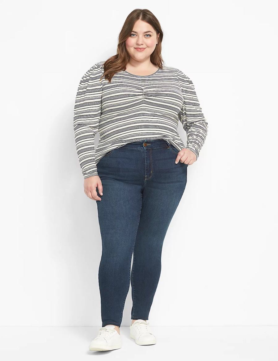 Dark Blue Lane Bryant Straight Fit High-Rise Skinny Women Jeans | KFB7618OI