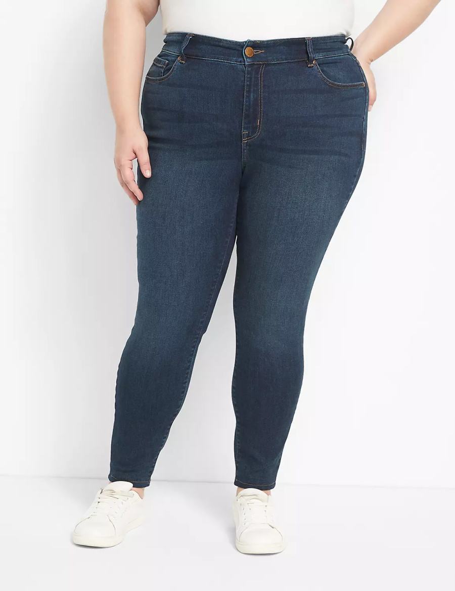 Dark Blue Lane Bryant Straight Fit High-Rise Skinny Women Jeans | KFB7618OI