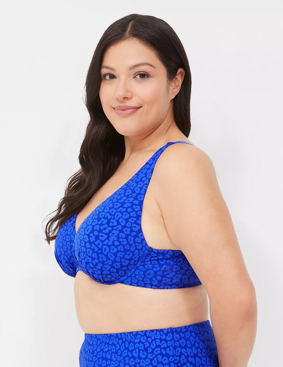 Dark Blue Lane Bryant Underwire Plunge Women Bikini Top | AIX3279QB