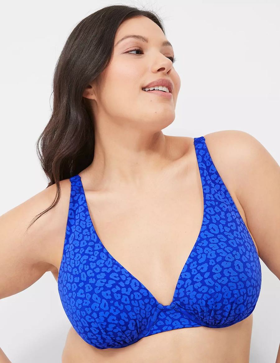 Dark Blue Lane Bryant Underwire Plunge Women Bikini Top | AIX3279QB