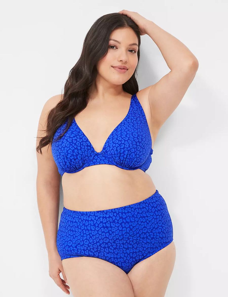 Dark Blue Lane Bryant Underwire Plunge Women Bikini Top | AIX3279QB