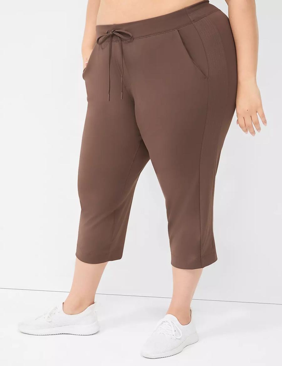 Dark Brown Lane Bryant LIVI Knit Capri Women Pants | OUO7320XA