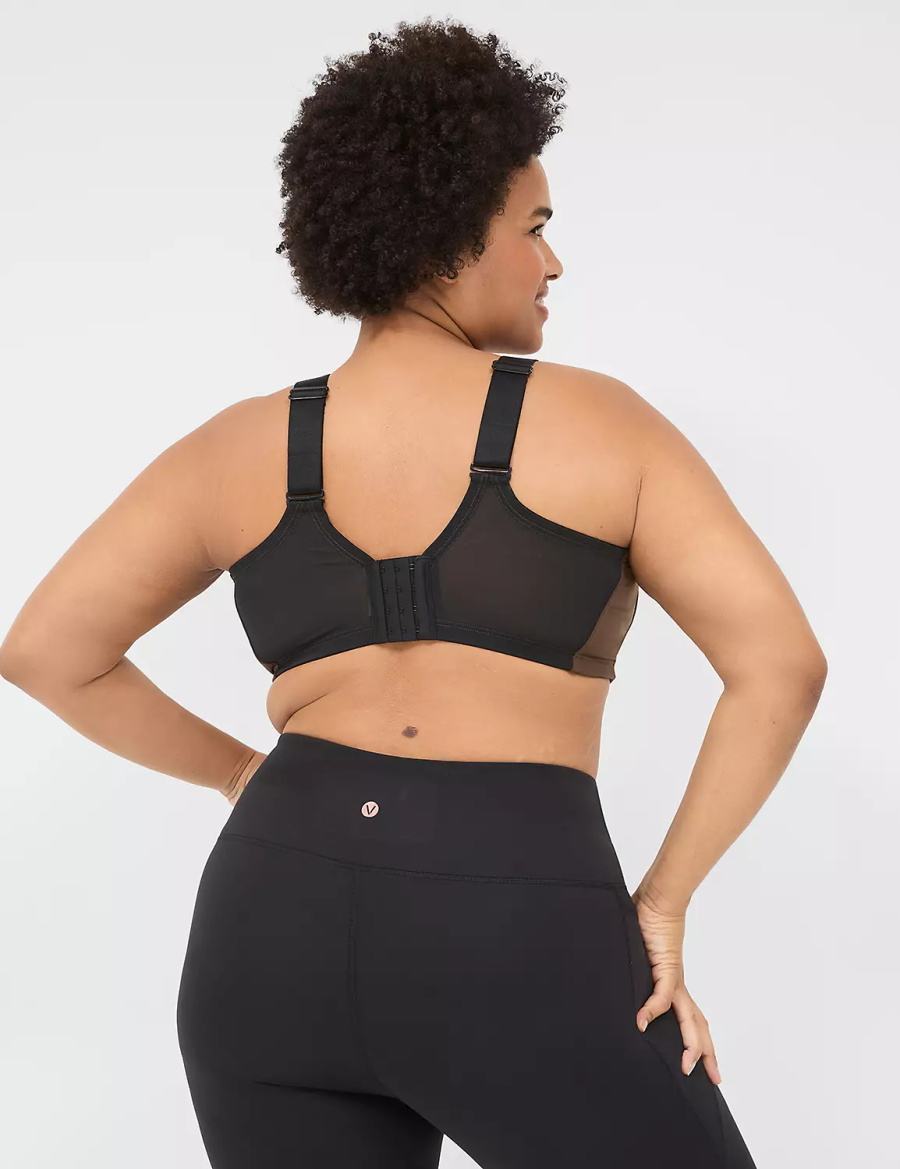 Dark Brown Lane Bryant LIVI Wireless Medium-Impact Wicking Women Sports Bra | MHB7423PM