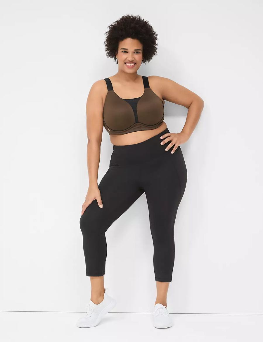 Dark Brown Lane Bryant LIVI Wireless Medium-Impact Wicking Women Sports Bra | MHB7423PM