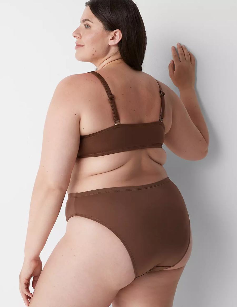 Dark Brown Lane Bryant Midi High-Leg Cheeky Swim Women Bikini Bottom | KAR1948QT