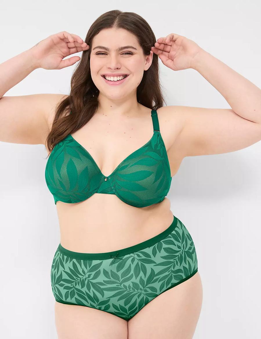 Dark Green Lane Bryant Invisible Lace Backsmoother Full Coverage Women Bralettes | QBD533XV