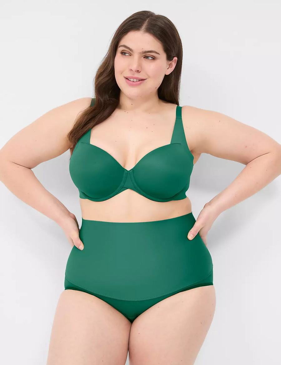 Dark Green Lane Bryant Level 2 Totally Smooth High-Waist Women Briefs | OSP6924FE