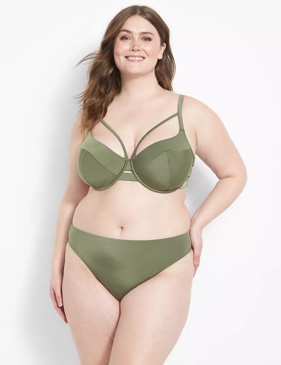 Dark Green Lane Bryant Tanga Swim Women Briefs | CHL6566VZ