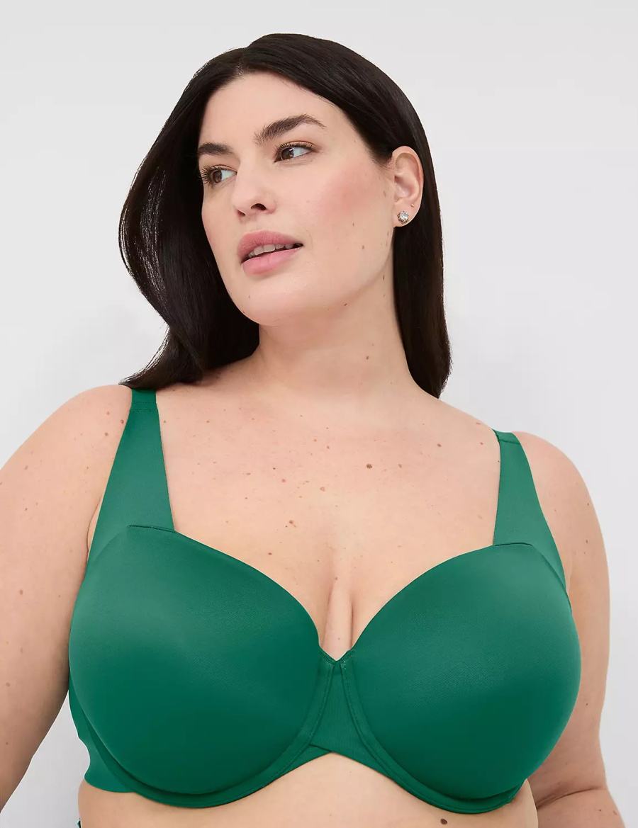 Dark Green Lane Bryant Totally Smooth Lightly Lined Women Balconette Bra | DLC2671EG