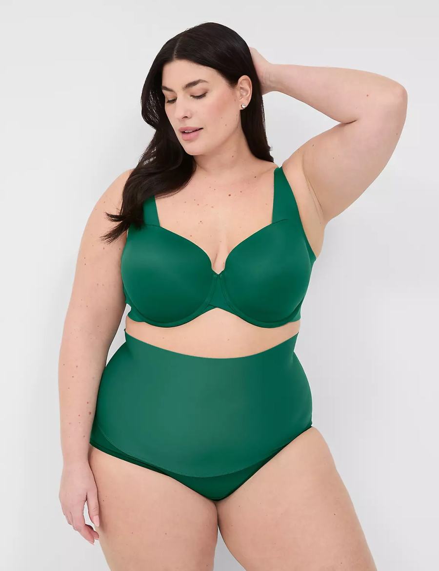 Dark Green Lane Bryant Totally Smooth Lightly Lined Women Balconette Bra | DLC2671EG