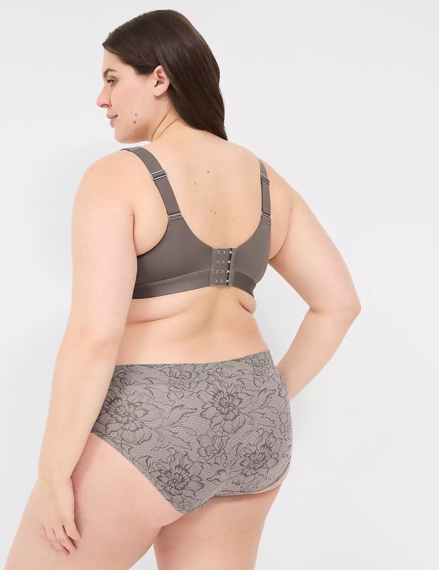 Dark Grey Lane Bryant Comfort Bliss Lightly Lined With Lace Women Balconette Bra | JKM187CK