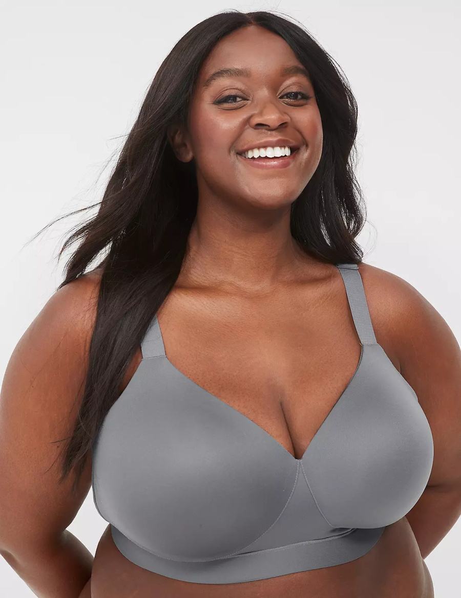 Dark Grey Lane Bryant Comfort Bliss No-Wire Lounge Women Bralettes | HHR4091XR