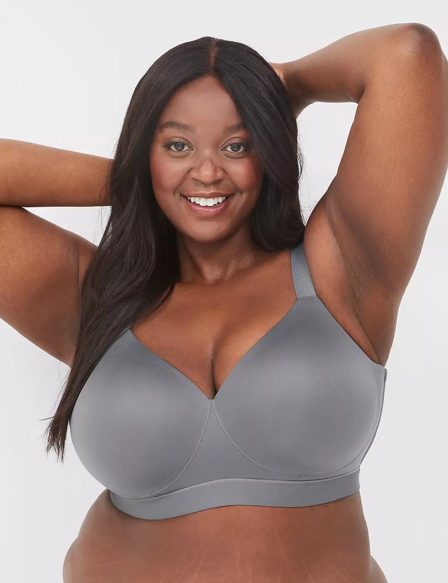 Dark Grey Lane Bryant Comfort Bliss No-Wire Lounge Women Bralettes | HHR4091XR