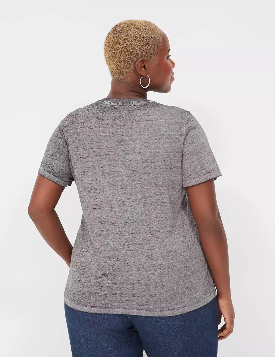 Dark Grey Lane Bryant Kindness Always Matters Burnout Graphic Tee Women T Shirts | UAB431LM