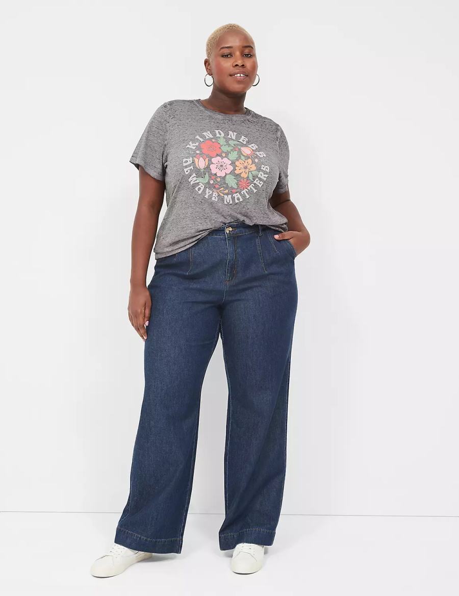 Dark Grey Lane Bryant Kindness Always Matters Burnout Graphic Tee Women T Shirts | UAB431LM