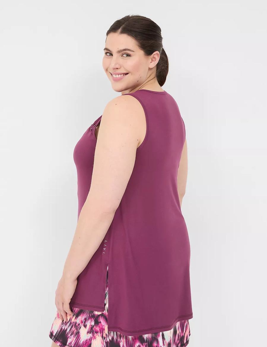 Dark Purple Lane Bryant LIVI Crew-Neck Macrame Women Tank Top | GTK2984HO