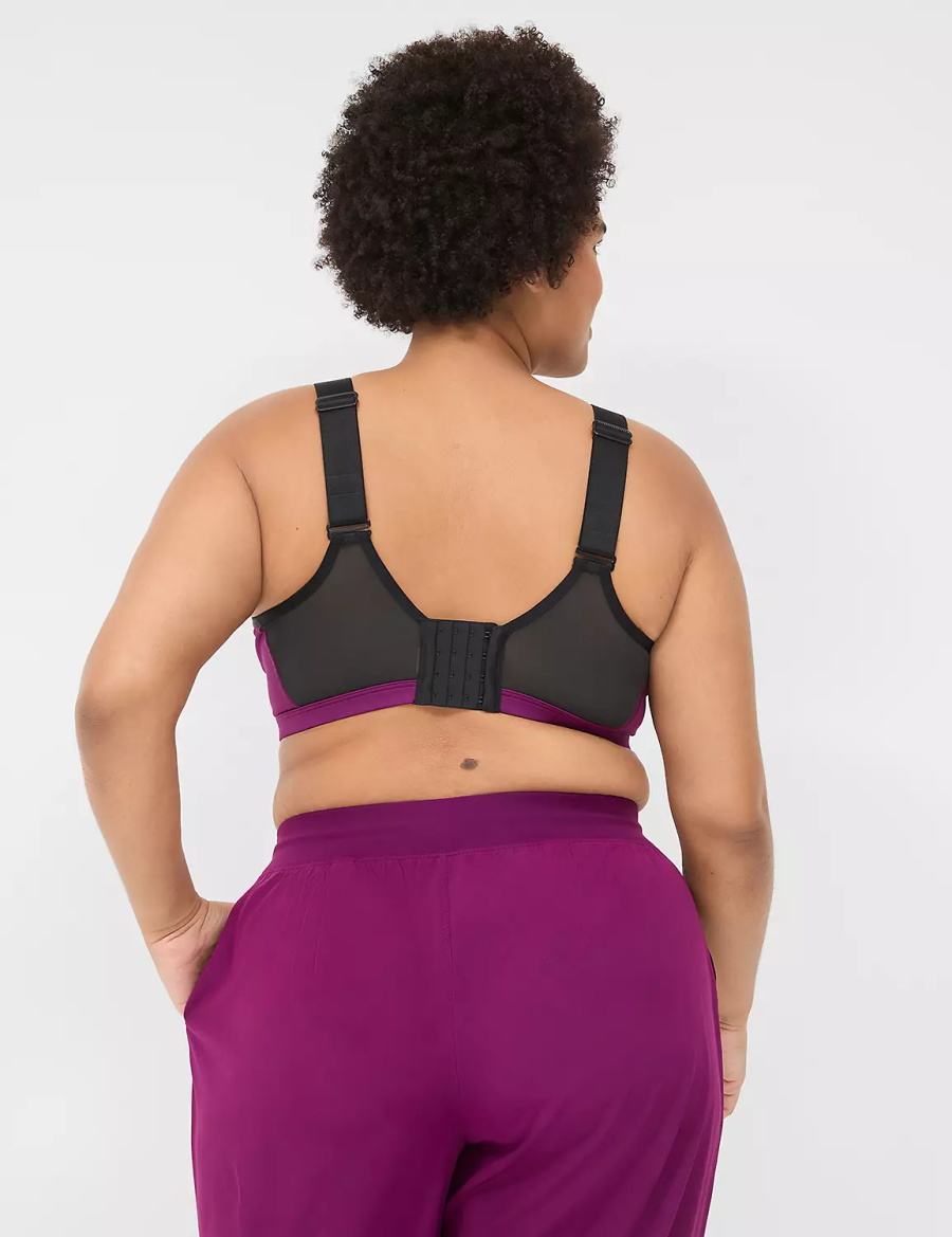 Dark Purple Lane Bryant LIVI High-Impact Wicking Underwire Women Sports Bra | STN845WA